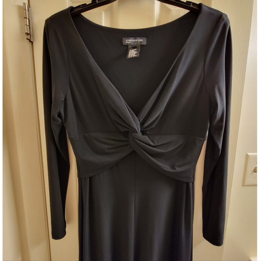 Vintage Jones New York Size 16 Black Long Sleeve Dress - Picture 2 of 9